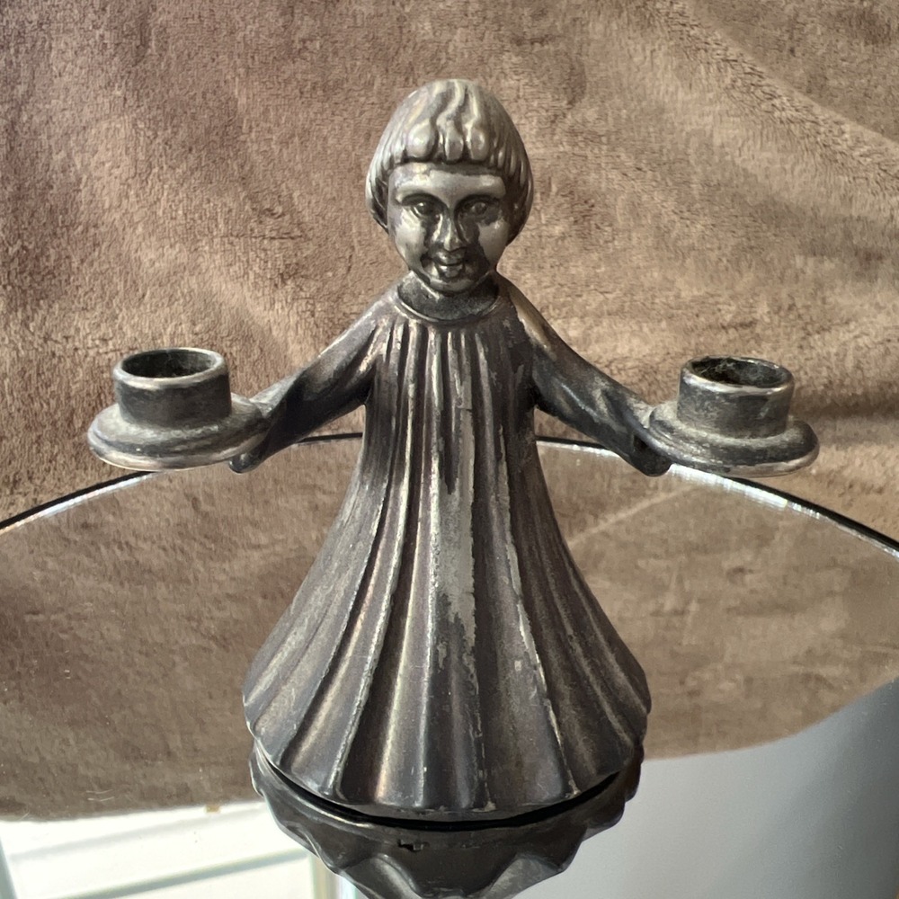 Vintage Metal Choir girl Mini Tapered Candle Holder Made in Italy 3‎ in